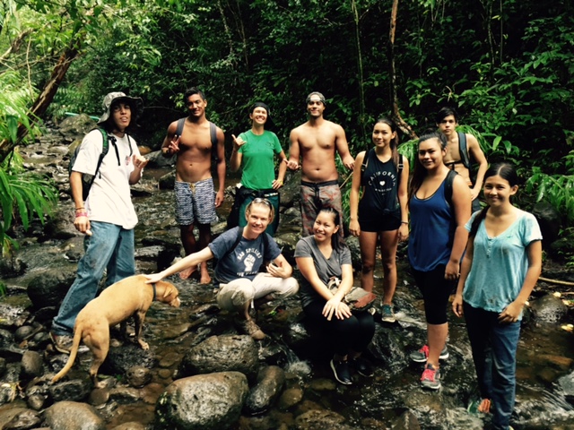 Students at Kapi'olani Community College explore issues of sustainability, learning to do stream assessments in their Teagle Learning Community combining English 100 and Biology 124, 'Decade Zero: Understanding Climate Disruption'